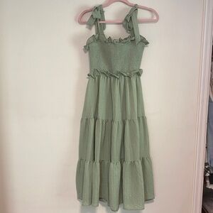 Vici Light Green Smocked Dress